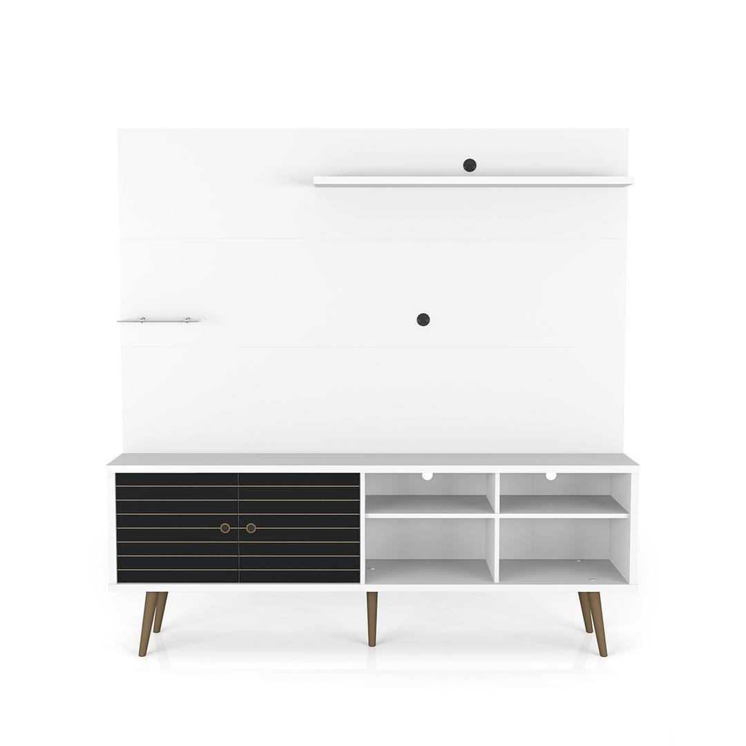 Manhattan Comfort Liberty 70.87" Freestanding Entertainment Center with Overhead shelf