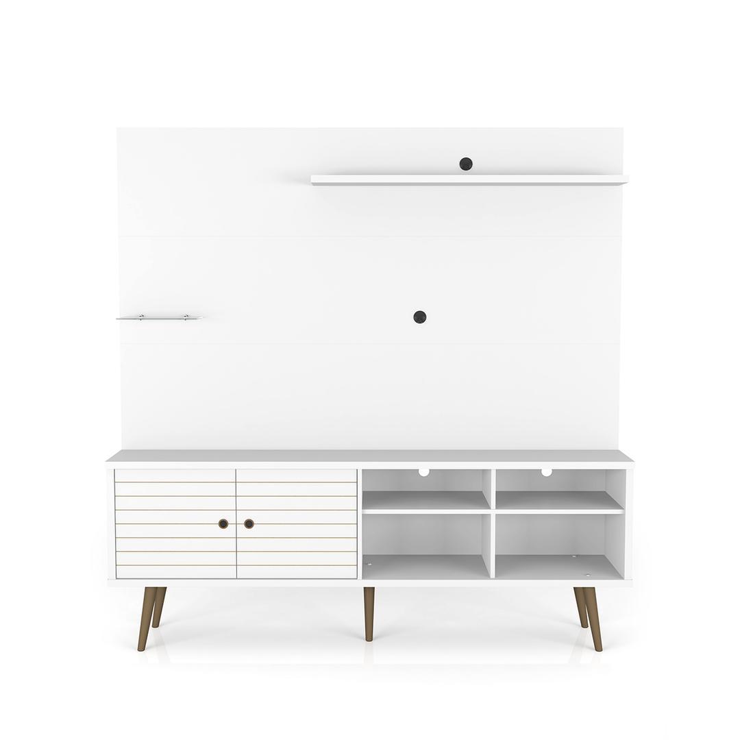 Manhattan Comfort Liberty 70.87" Freestanding Entertainment Center with Overhead shelf
