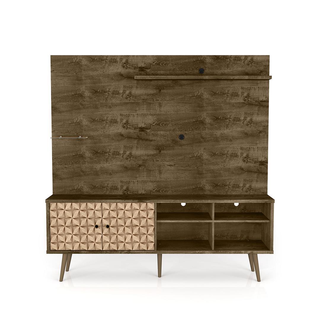 Manhattan Comfort Liberty 70.87" Freestanding Entertainment Center with Overhead shelf