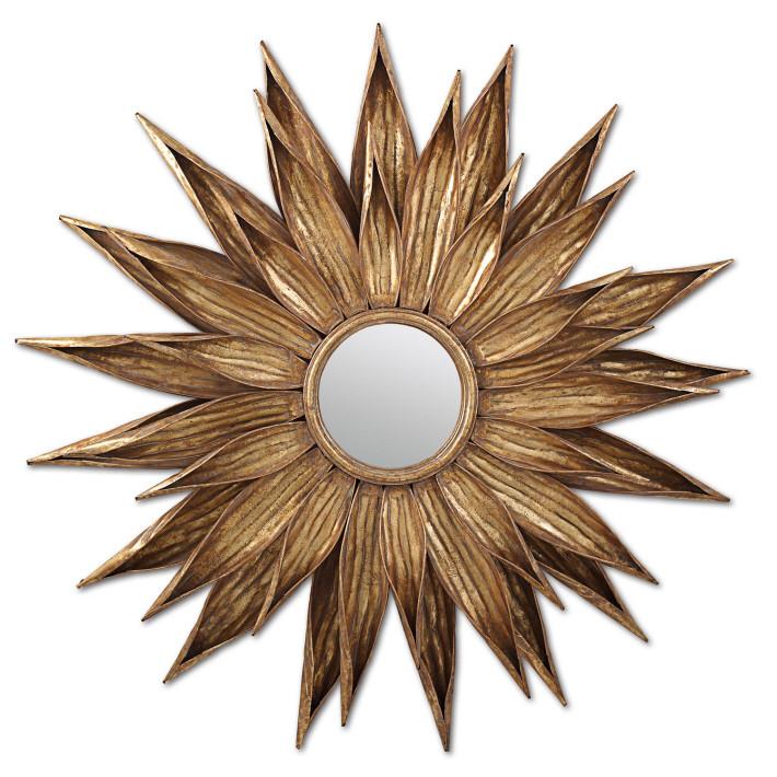 Two's Company Sunflower Antiqued Gold Wall Mirror