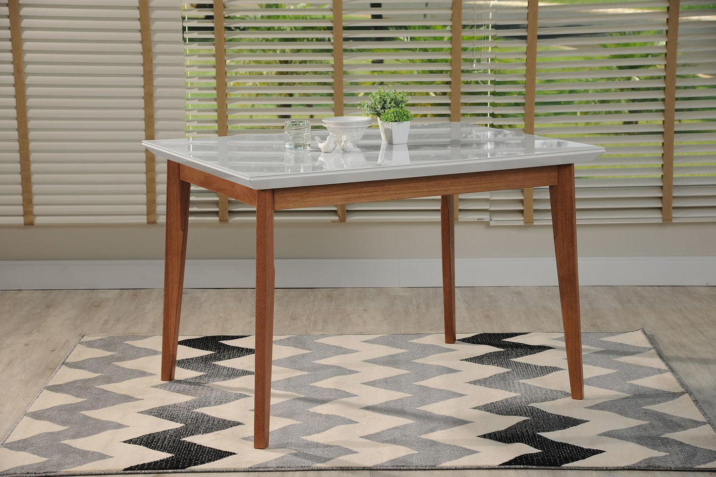 Manhattan Comfort Lillian 45.66" Modern Glass Top Dining Table