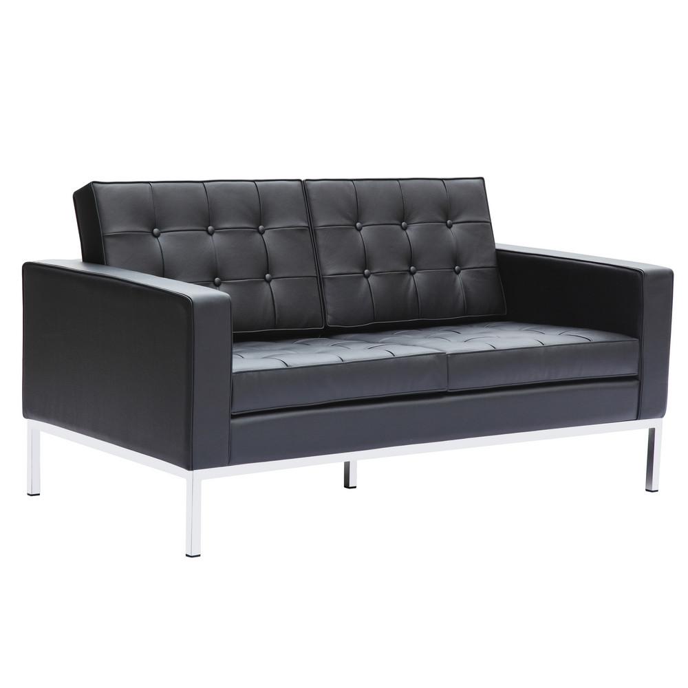 Fine Mod Imports Button Loveseat in Leather