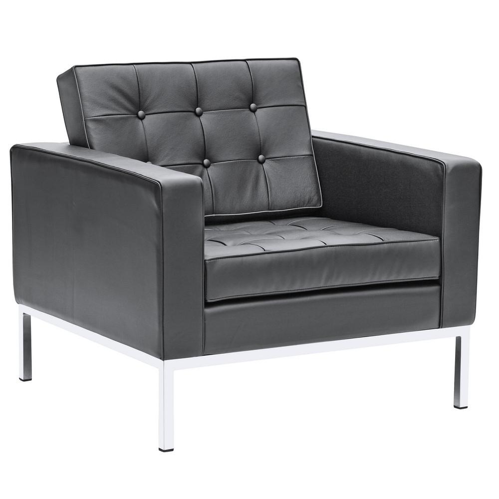 Fine Mod Imports Button Arm Chair in Leather