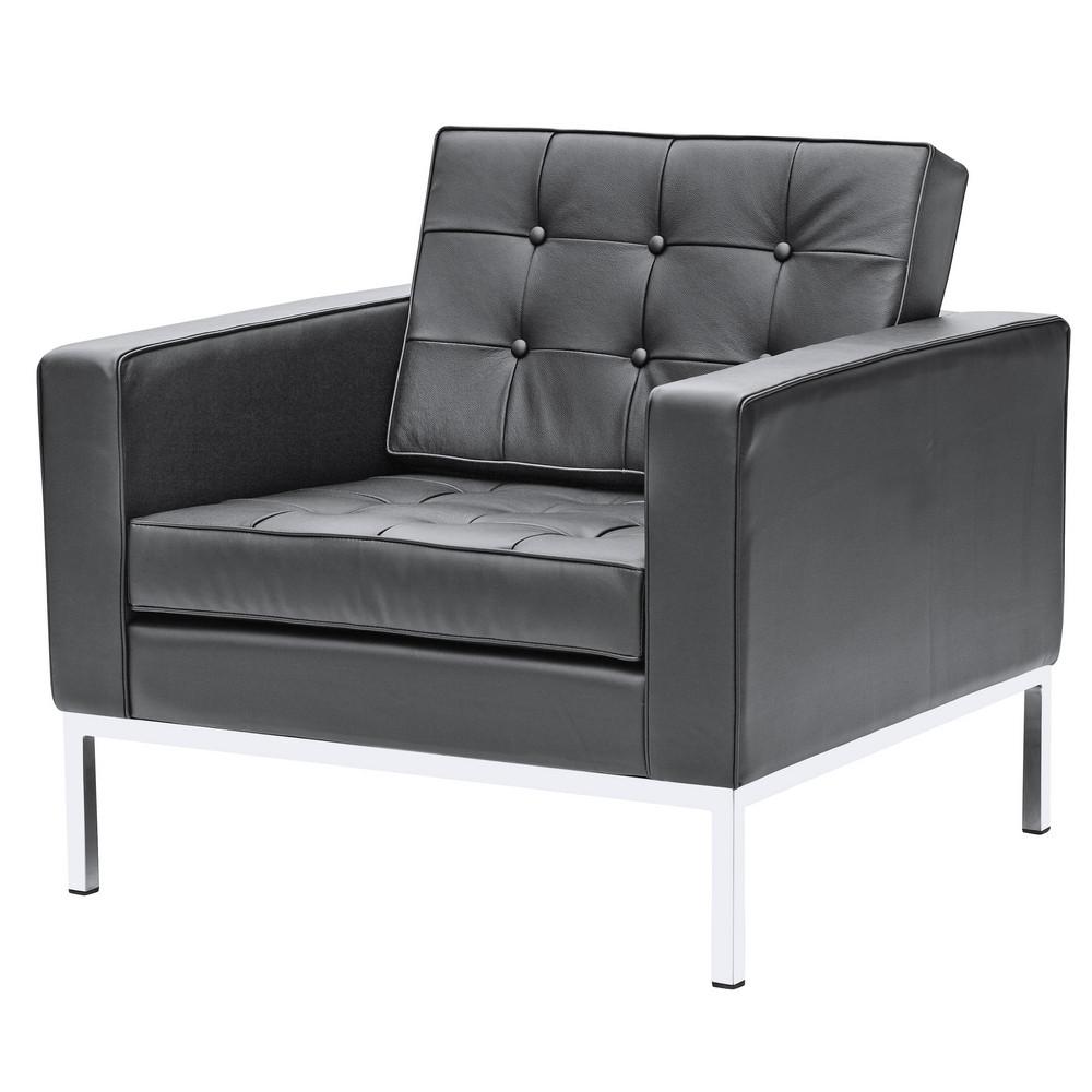 Fine Mod Imports Button Arm Chair in Leather