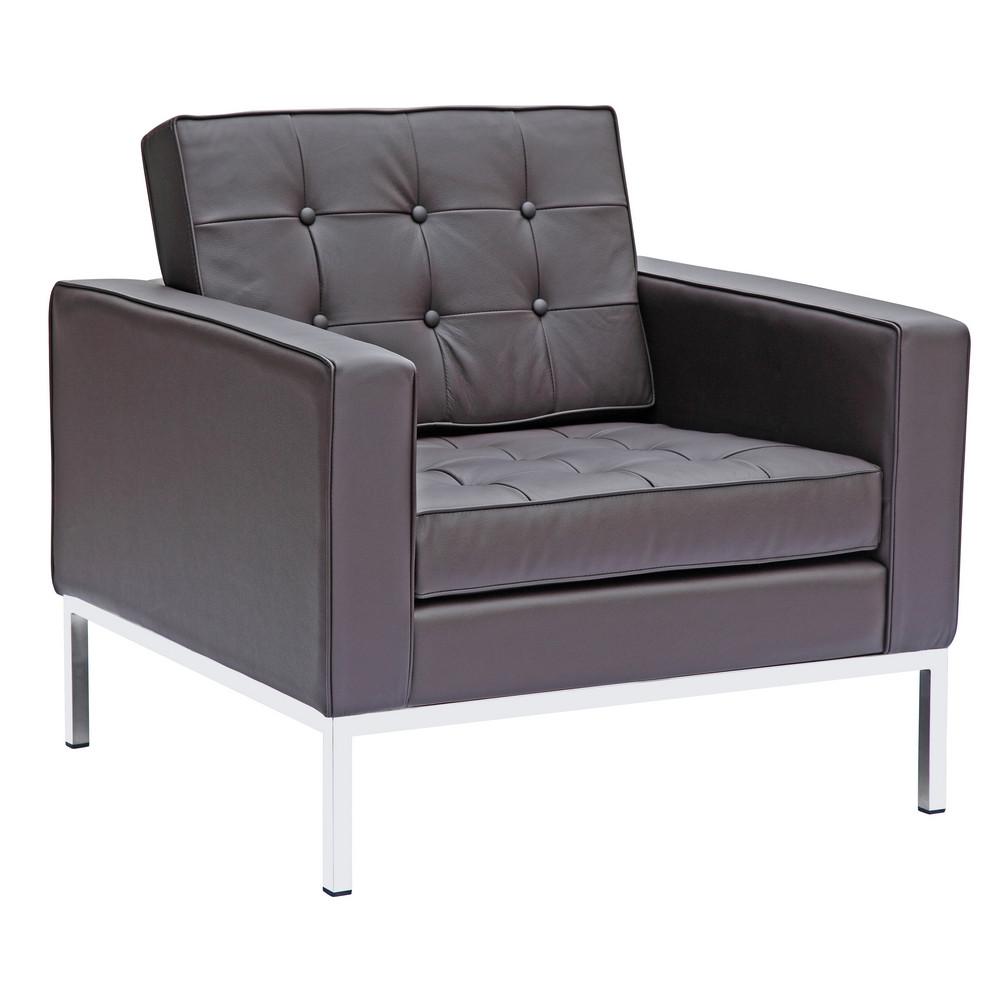 Fine Mod Imports Button Arm Chair in Leather