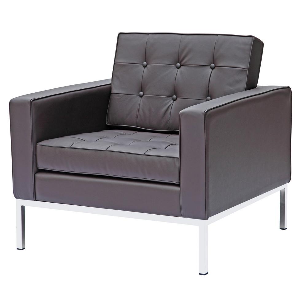 Fine Mod Imports Button Arm Chair in Leather