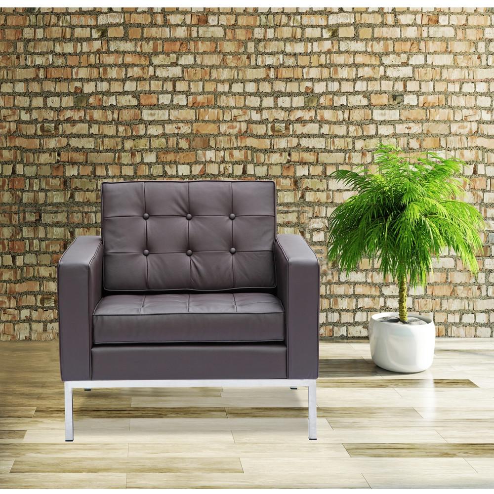 Fine Mod Imports Button Arm Chair in Leather