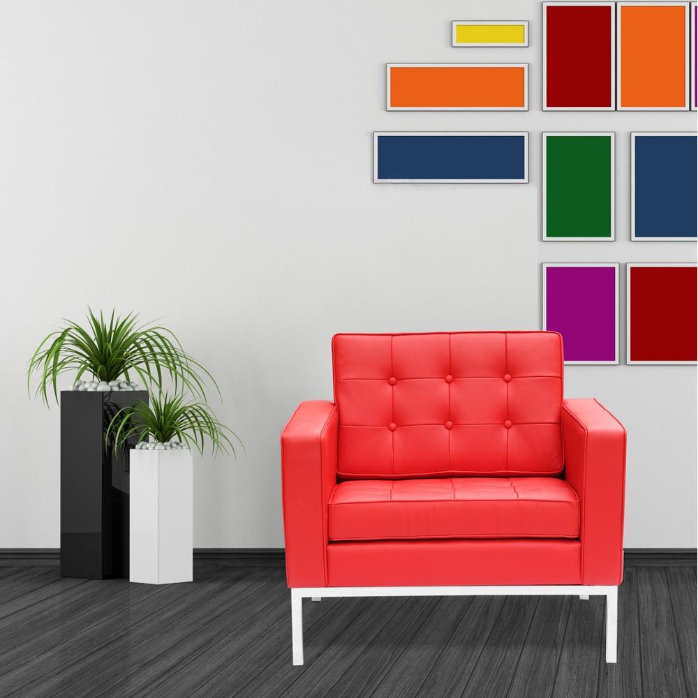 Fine Mod Imports Button Arm Chair in Leather