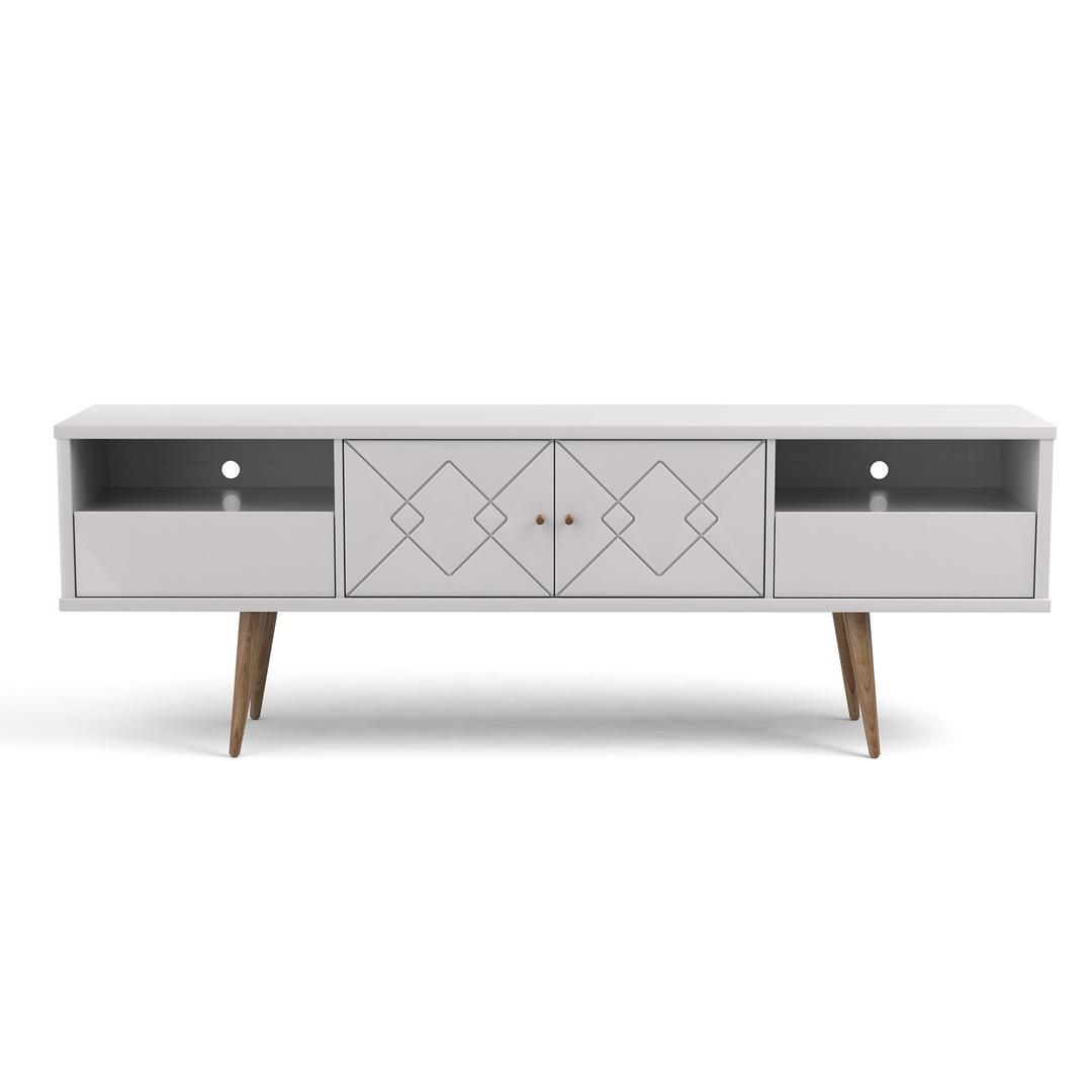 Manhattan Comfort Trinity 70.86" Mid- Century Modern TV Stand with Solid Wood Legs