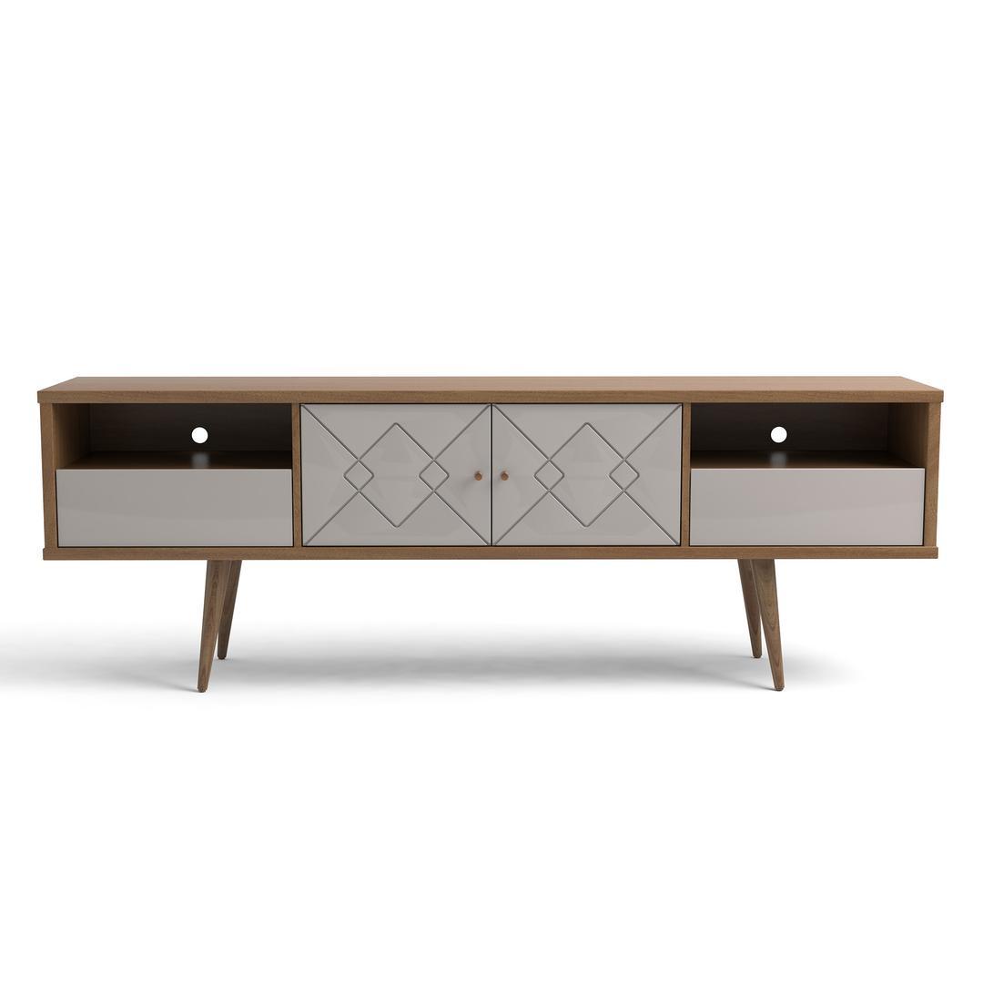Manhattan Comfort Trinity 70.86" Mid- Century Modern TV Stand with Solid Wood Legs