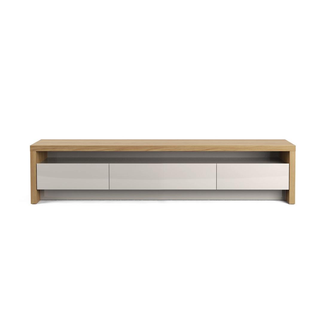 Manhattan Comfort Sylvan 70.86" TV Stand with 3-Drawer in Nature Wood and Off White