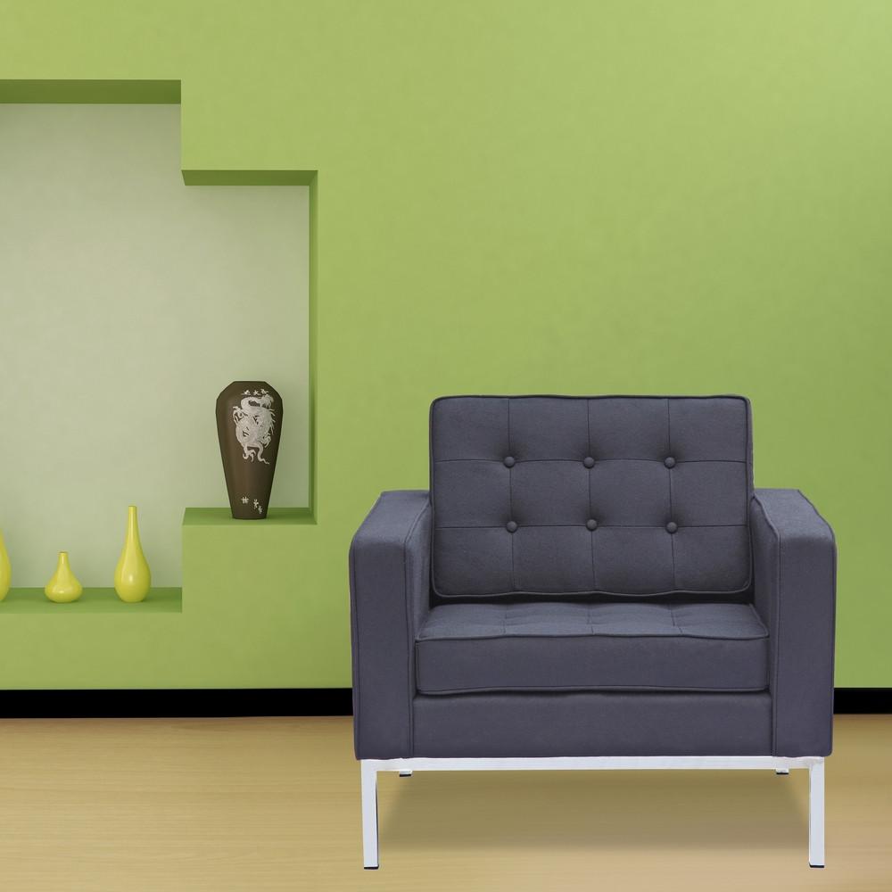 Fine Mod Imports Button Arm Chair in Wool