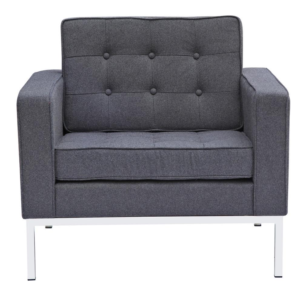 Fine Mod Imports Button Arm Chair in Wool