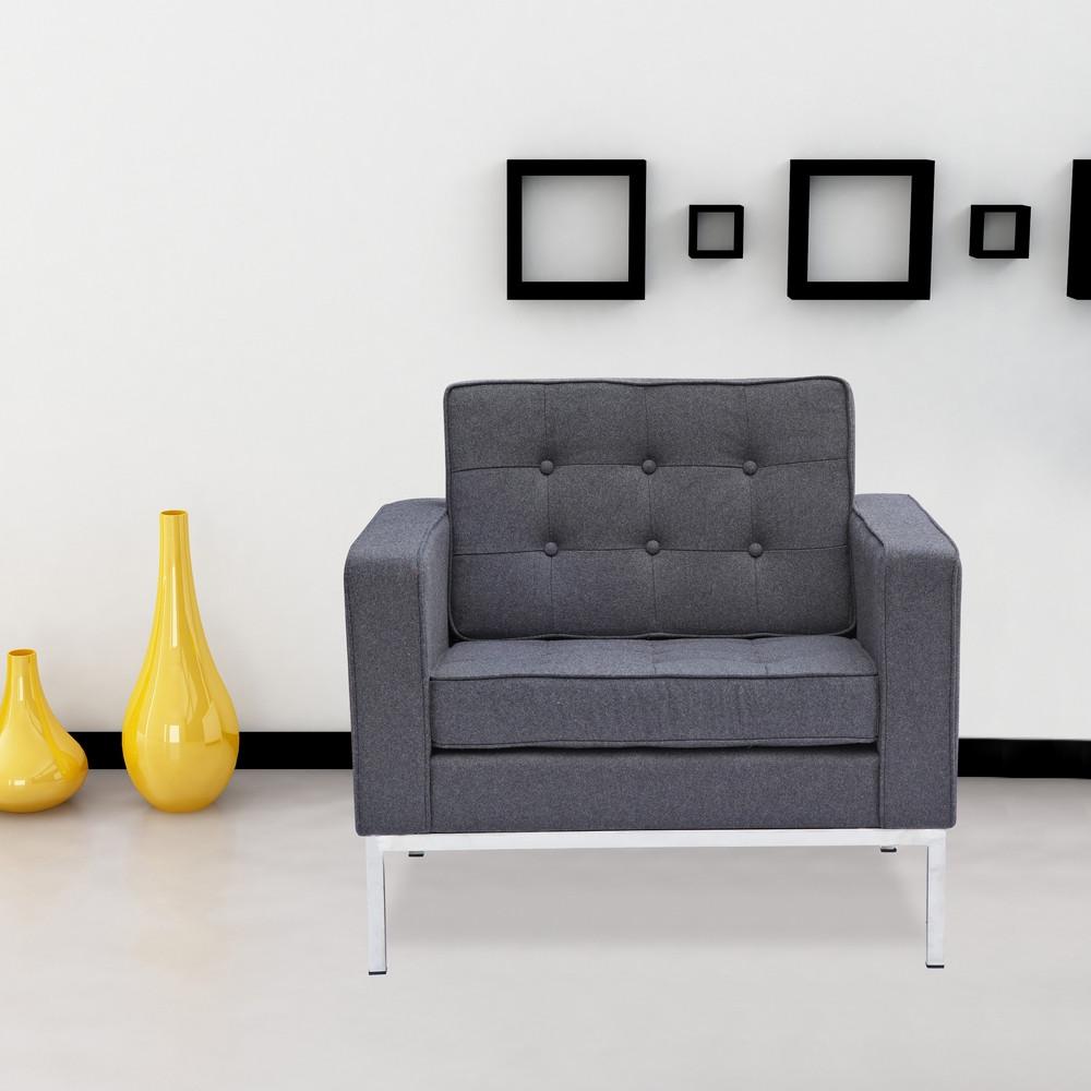 Fine Mod Imports Button Arm Chair in Wool