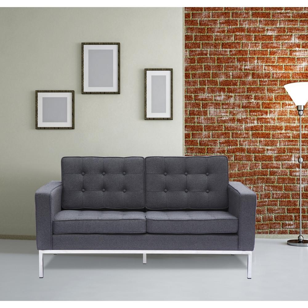 Fine Mod Imports Button Loveseat in Wool