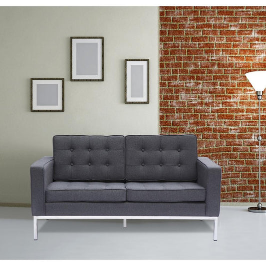 Fine Mod Imports Button Loveseat in Wool