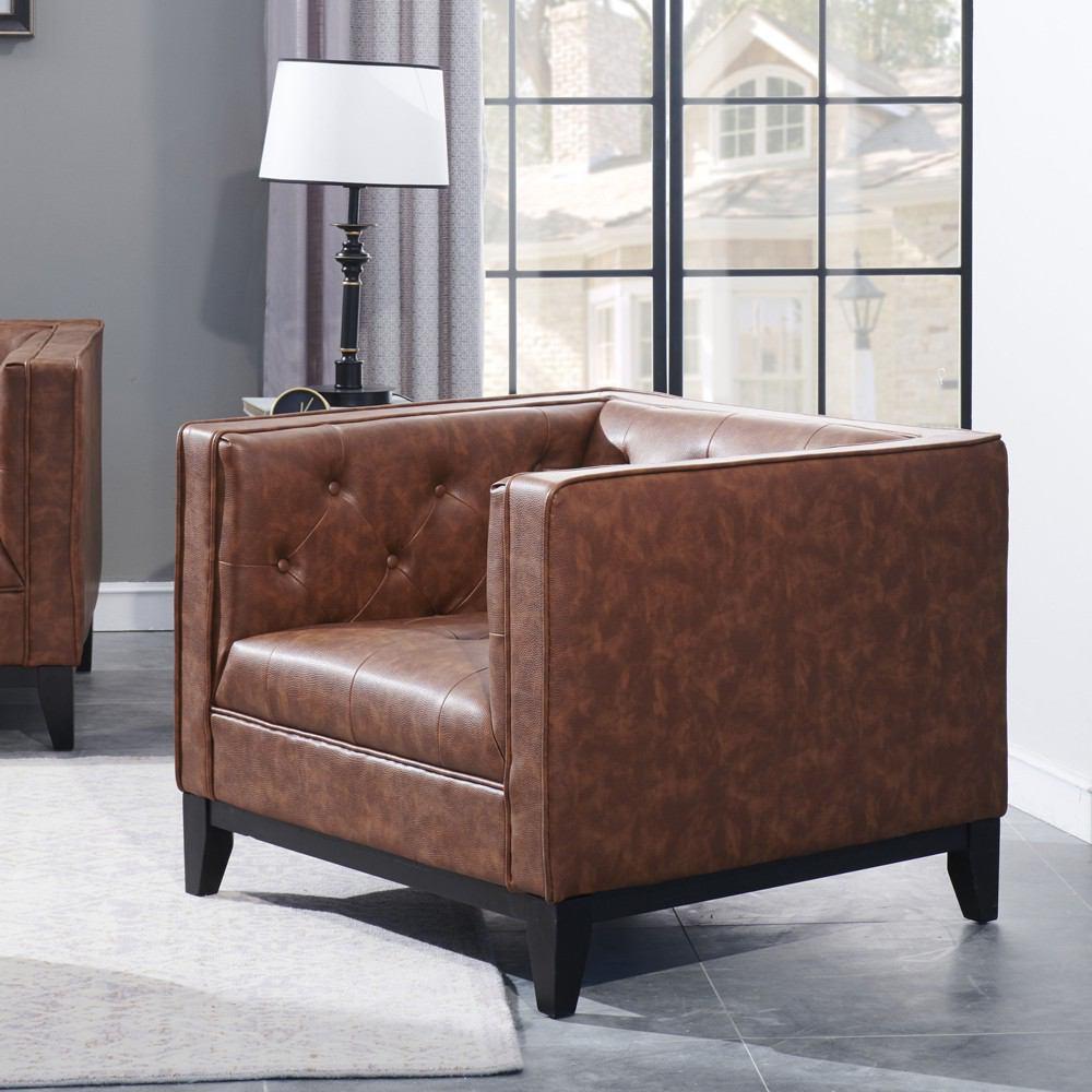 Manhattan Comfort Cadman 1-Seat Camal PU Leather Armchair