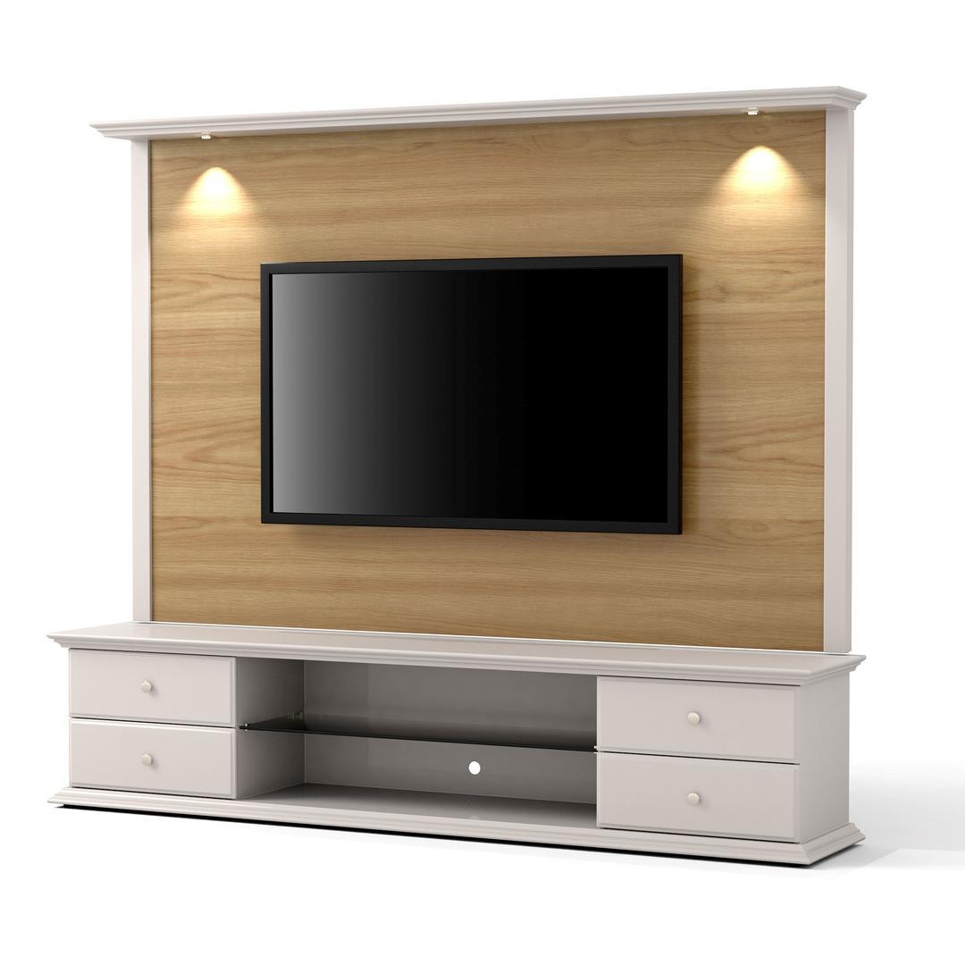 Manhattan Comfort 2-Piece Carder 85.43" TV Stand and Panel with Led Lights