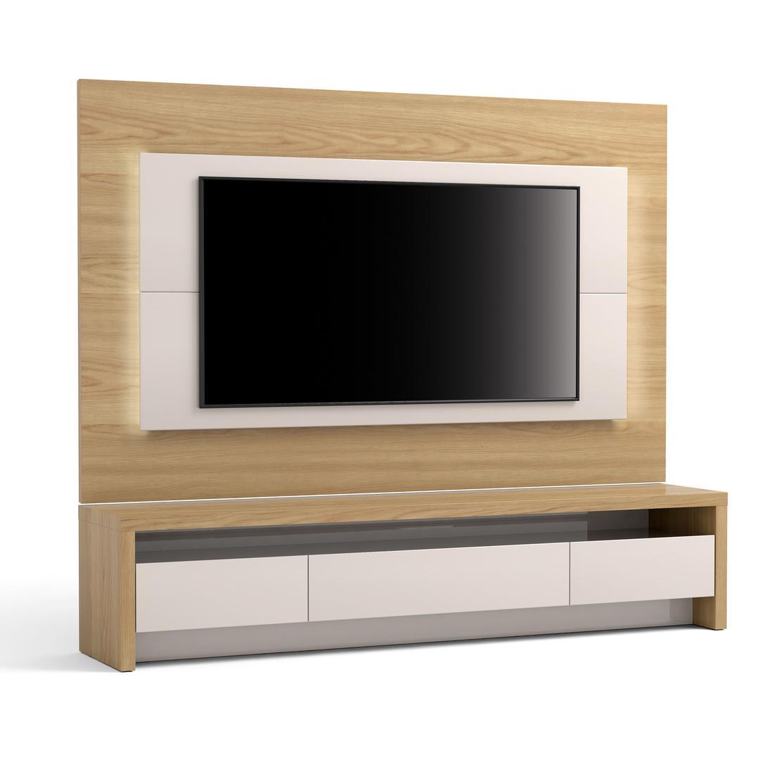 Manhattan Comfort 2-Piece Sylvan 85.43" TV Stand and Panel with LED Lights