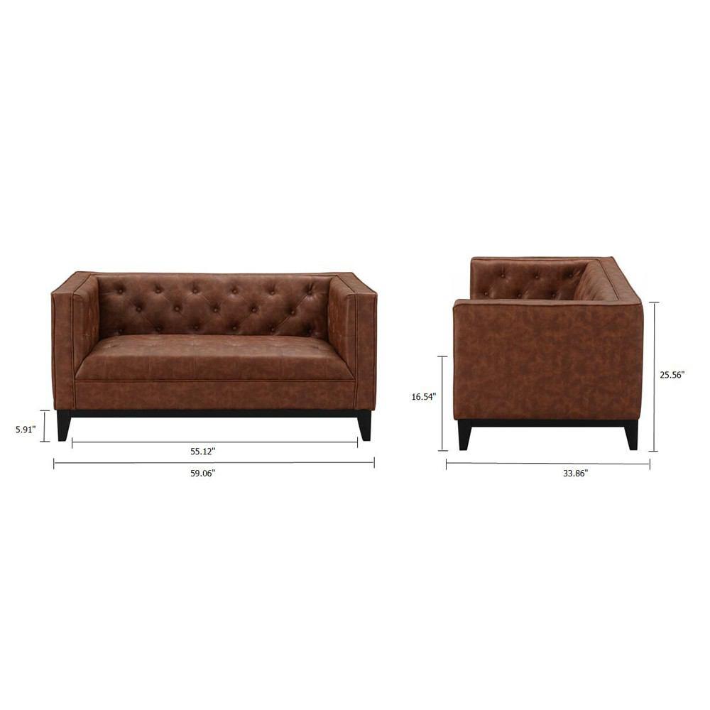 Manhattan Comfort Cadman 2-Seat Camal PU Leather Loveseat