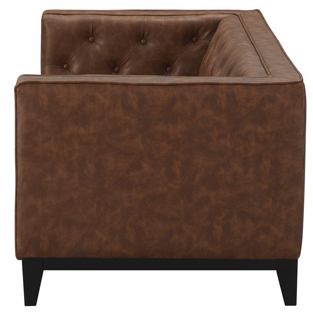 Manhattan Comfort Cadman 2-Seat Camal PU Leather Loveseat