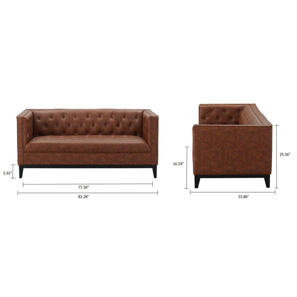 Manhattan Comfort Cadman 3-Seat Camal PU Leather Sofa