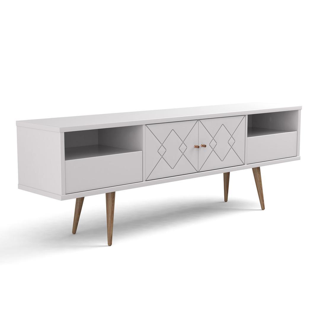 Manhattan Comfort Trinity 70.86" Mid- Century Modern TV Stand with Solid Wood Legs