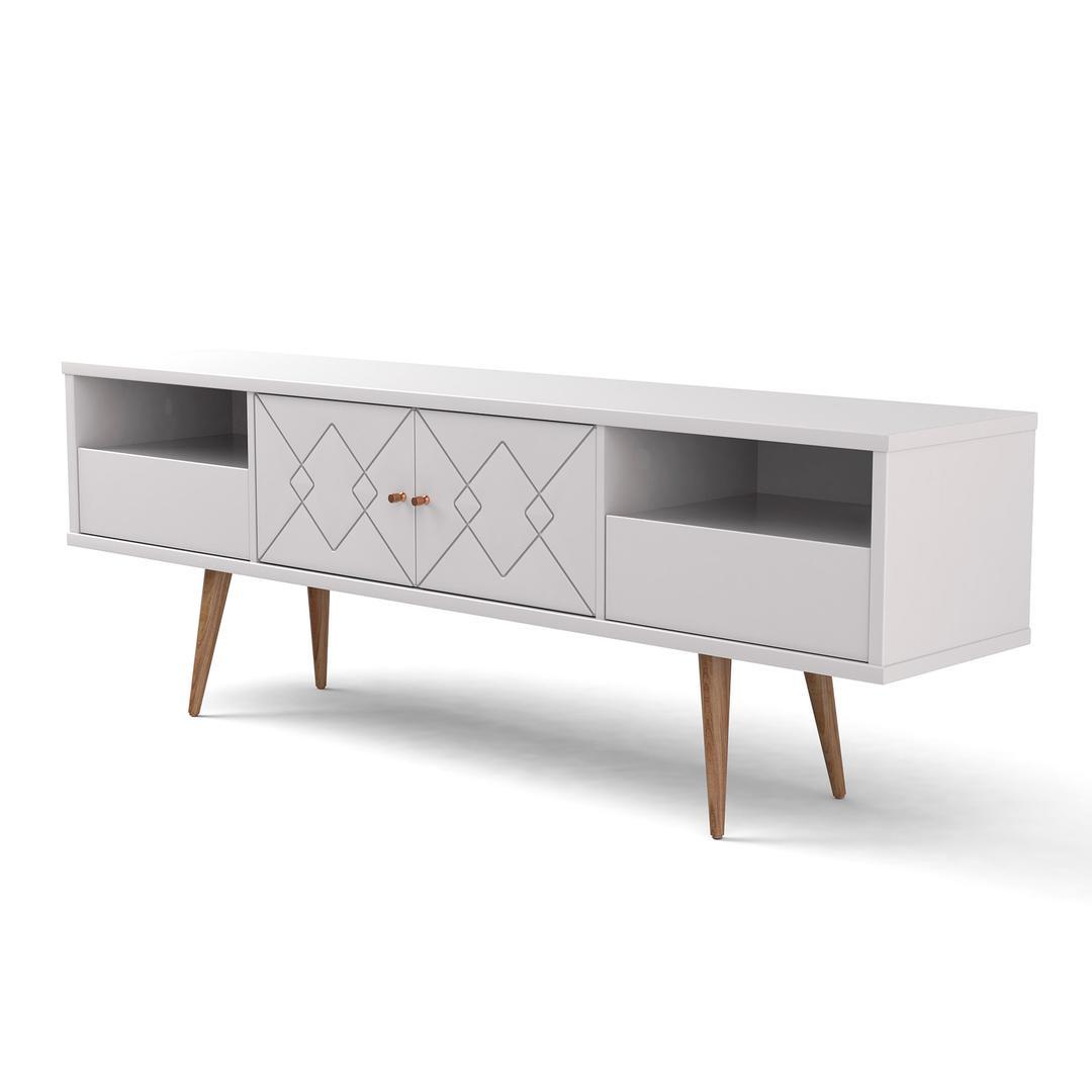 Manhattan Comfort Trinity 70.86" Mid- Century Modern TV Stand with Solid Wood Legs