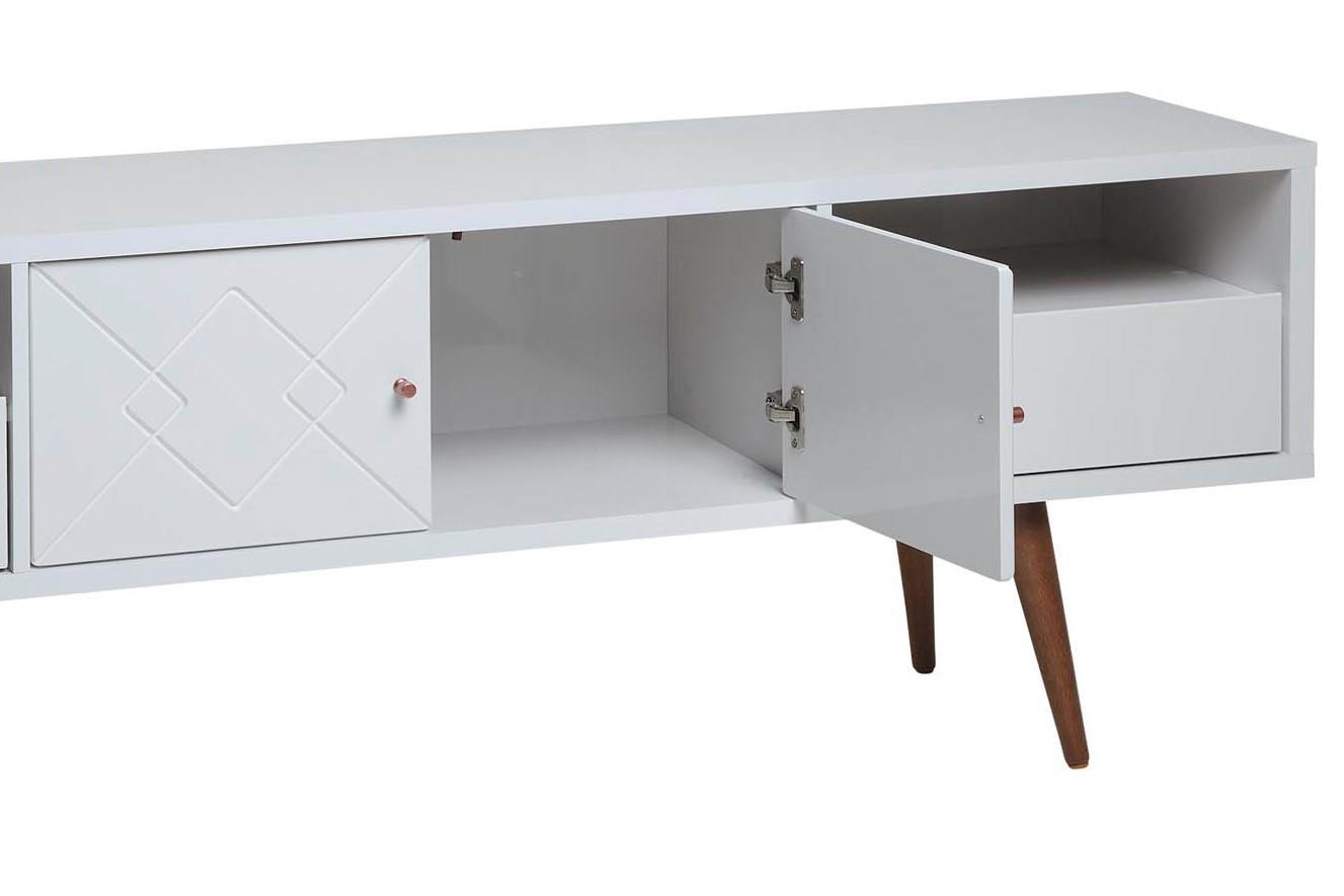 Manhattan Comfort Trinity 70.86" Mid- Century Modern TV Stand with Solid Wood Legs