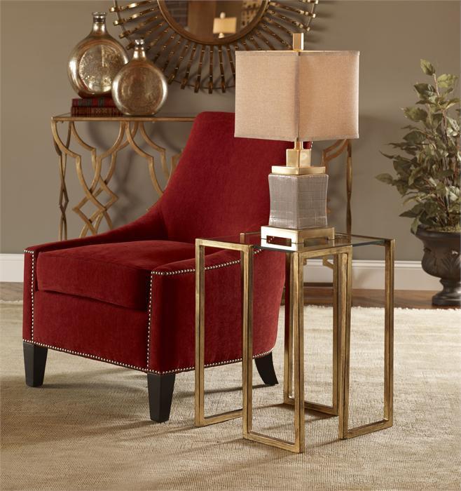 Uttermost Mirrin Gold and Glass Accent Table