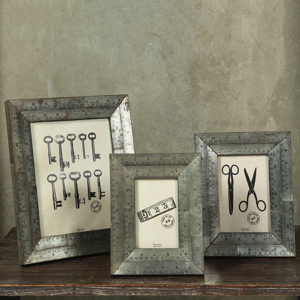 HomArt Metal Ruler Picture Frame - Set of 2