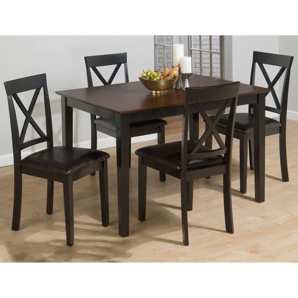 Jofran Burly Brown/Black Table and Four X Back Chairs