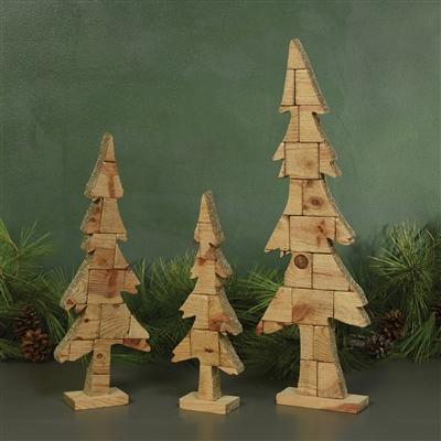 HomArt Silhouette Wood Block Tree - Set Of 4