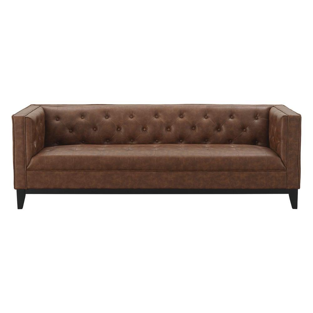 Manhattan Comfort Cadman 3-Piece Sofa Loveseat and Armchair Set  in Camal PU Leather