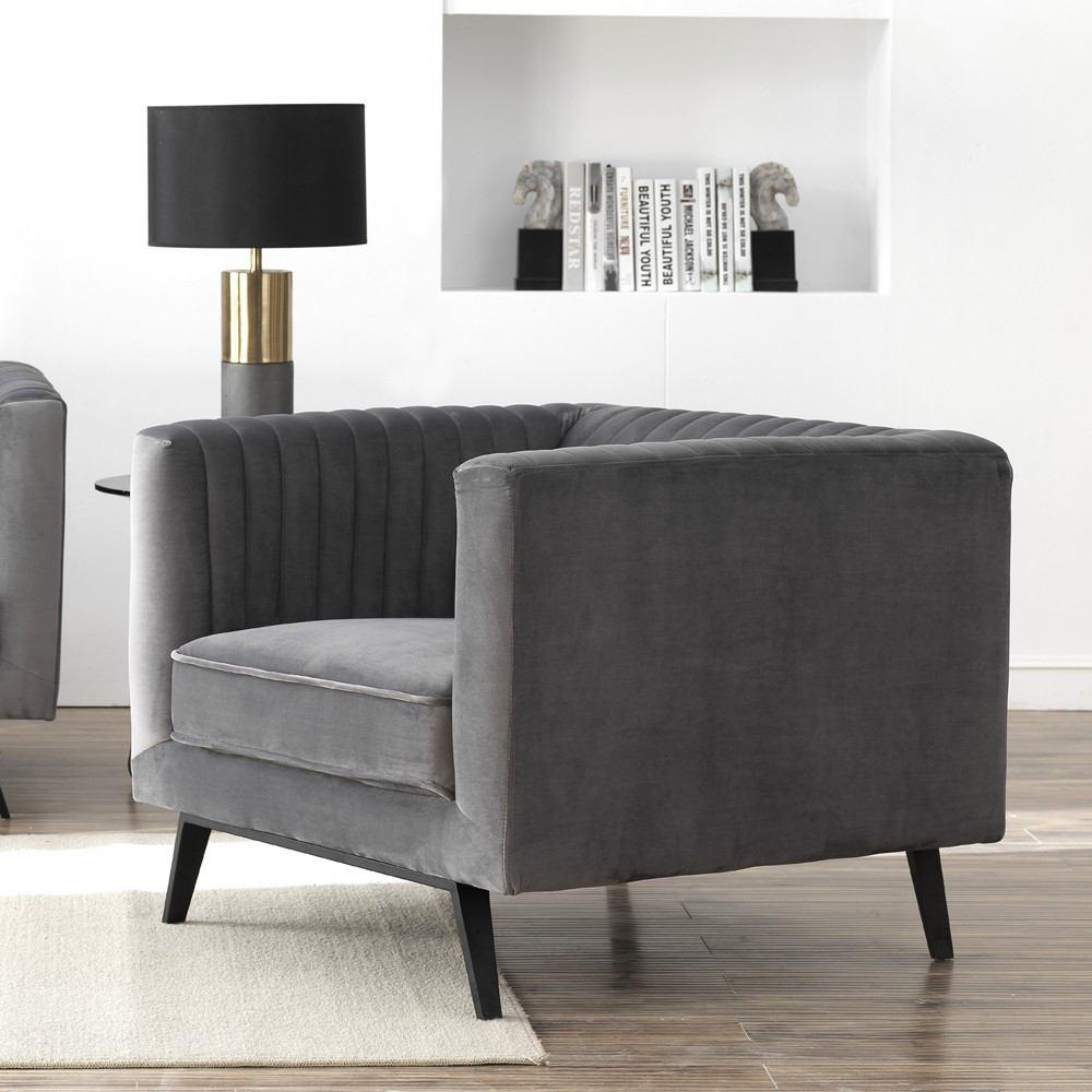 Manhattan Comfort Vandam 3-Piece Velvet Sofa, Loveseat, and Armchair Set