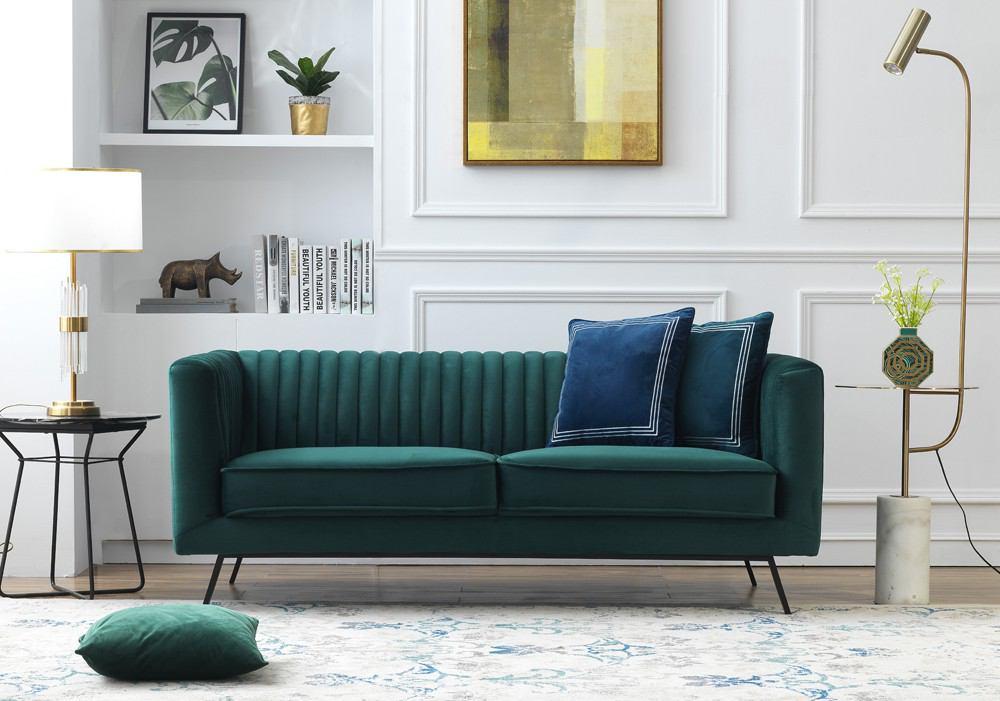 Manhattan Comfort Vandam 3-Piece Velvet Sofa, Loveseat, and Armchair Set