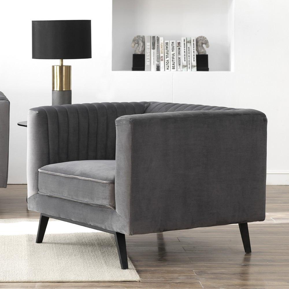 Manhattan Comfort Vandam 3-Piece Velvet 2-Seat Loveseat and 2 Armchairs