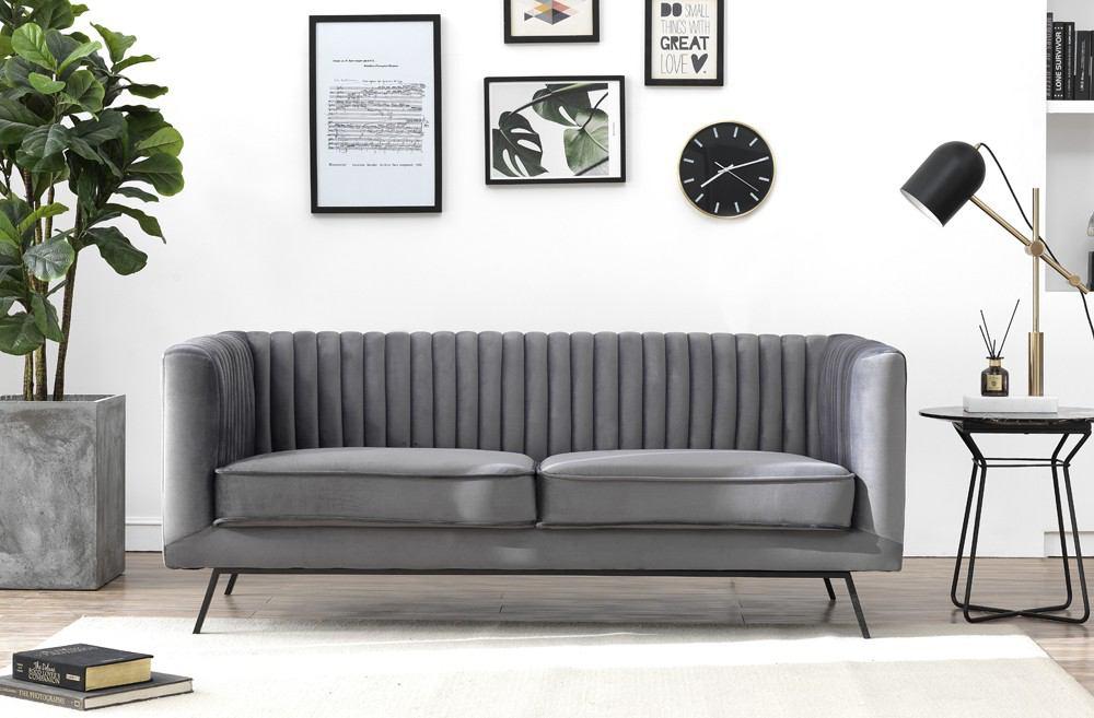 Manhattan Comfort Vandam 3-Piece Velvet 2-Seat Loveseat and 2 Armchairs