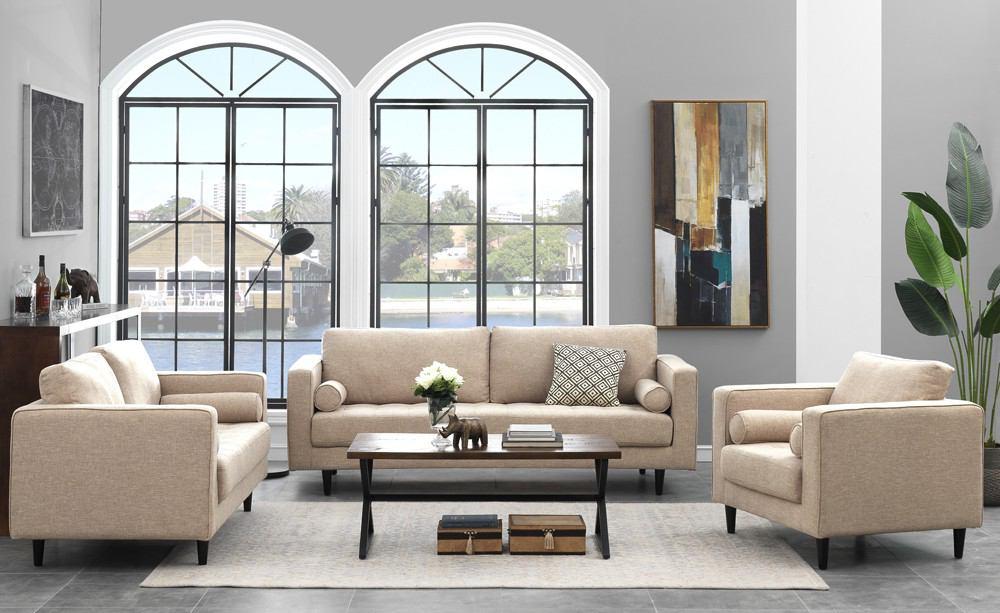 Manhattan Comfort Arthur 3- Piece Tweed Sofa, Loveseat and Armchair Set