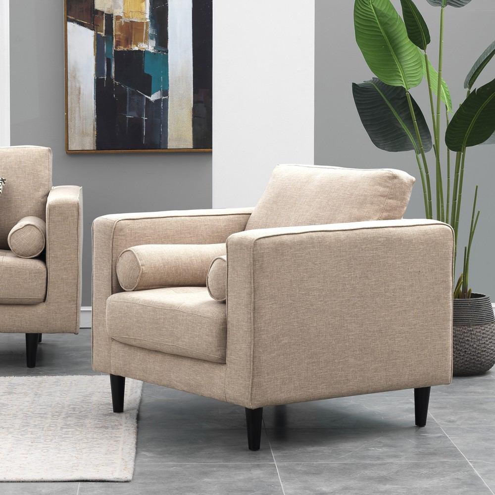 Manhattan Comfort Arthur 3-Piece Tweed 2-Seat Loveseat and 2 Armchairs