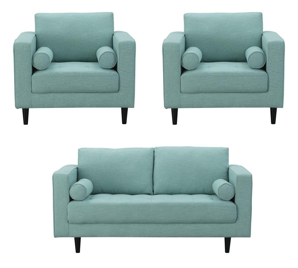 Manhattan Comfort Arthur 3-Piece Tweed 2-Seat Loveseat and 2 Armchairs