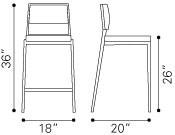 Zuo Dolemite Counter Chair - Set Of 2