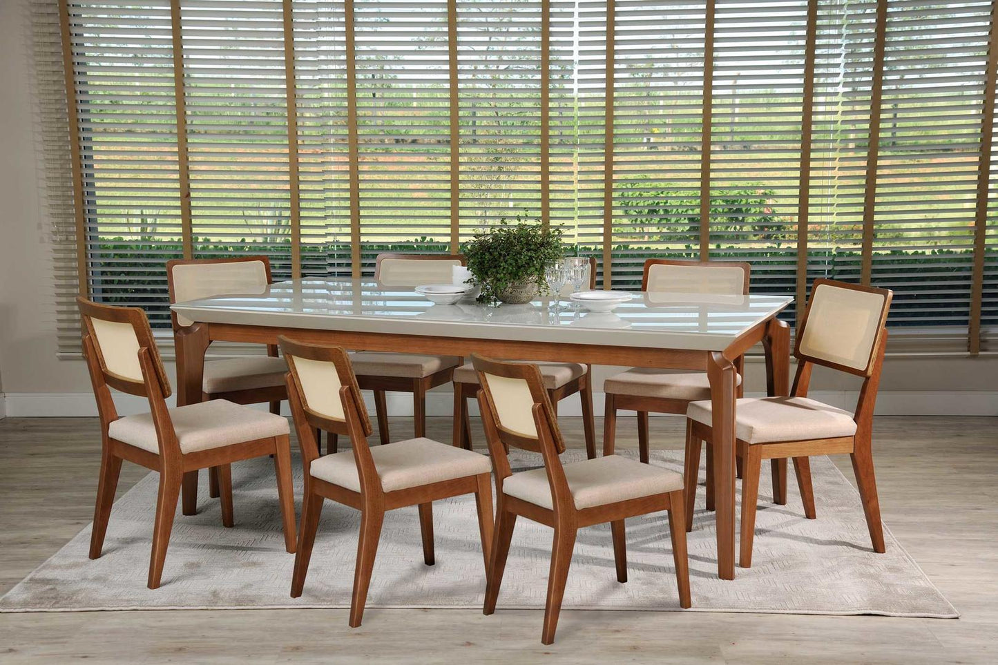 Manhattan Comfort 9-Piece Payson 82.67" and Pell 2.0 Dining Set with 8 Dining Chairs