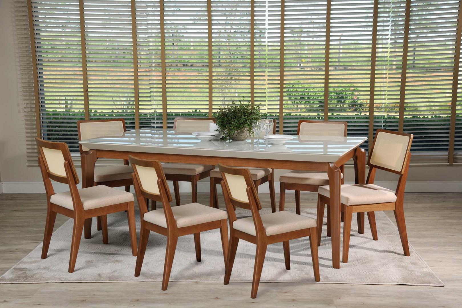 Manhattan Comfort 9-Piece Payson 82.67" and Pell 2.0 Dining Set with 8 Dining Chairs