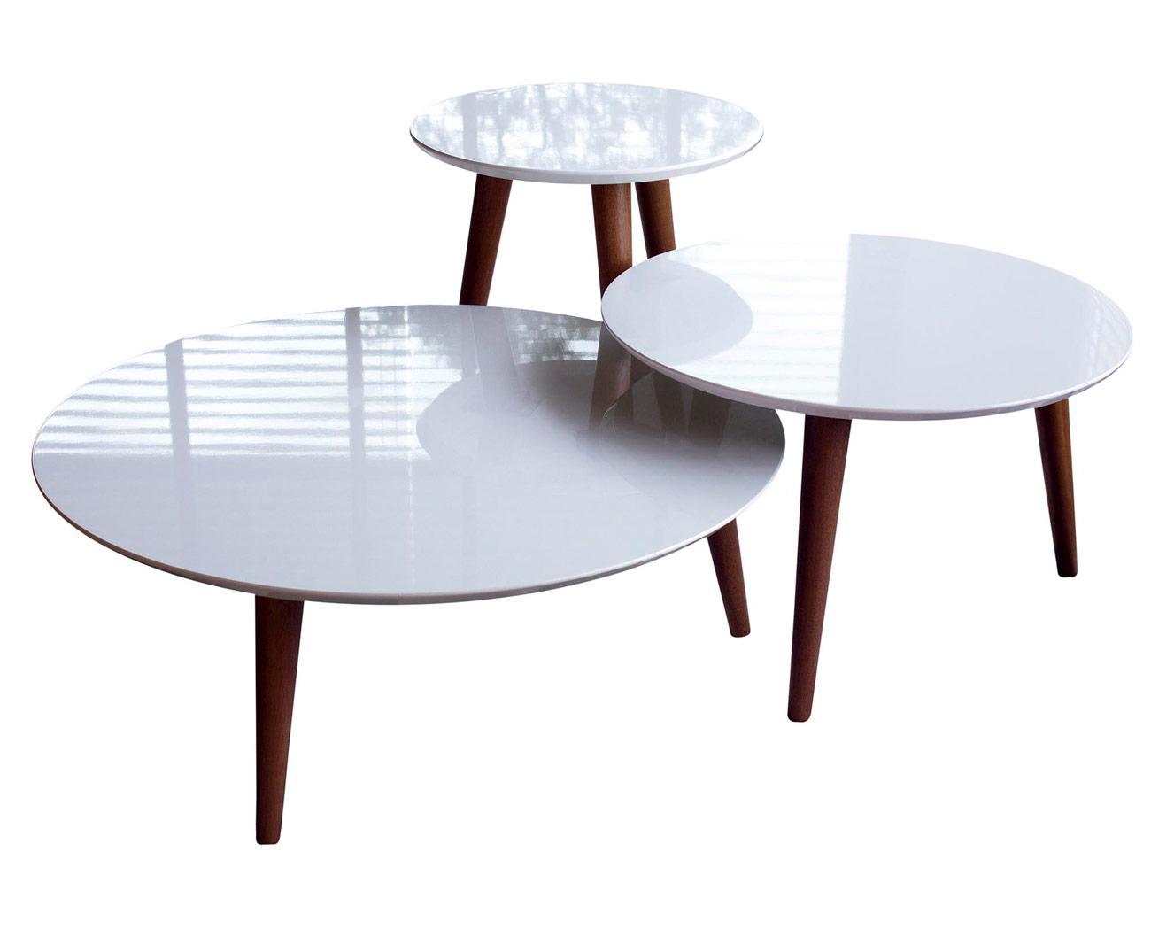 Manhattan Comfort 3- Piece Modern Moore Round End Table