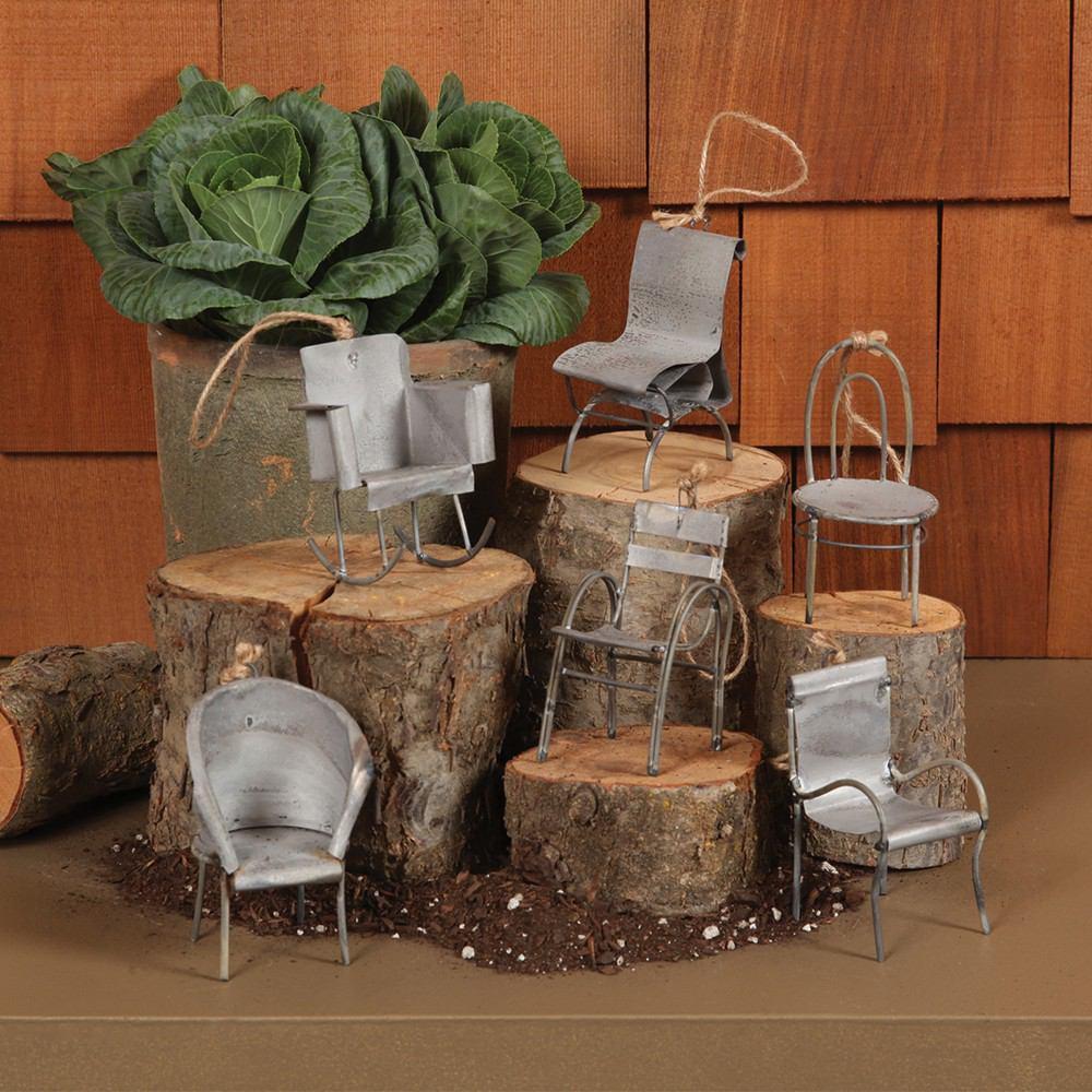 HomArt Zinc Chair Ornament - Set of 6 Assorted - Zinc