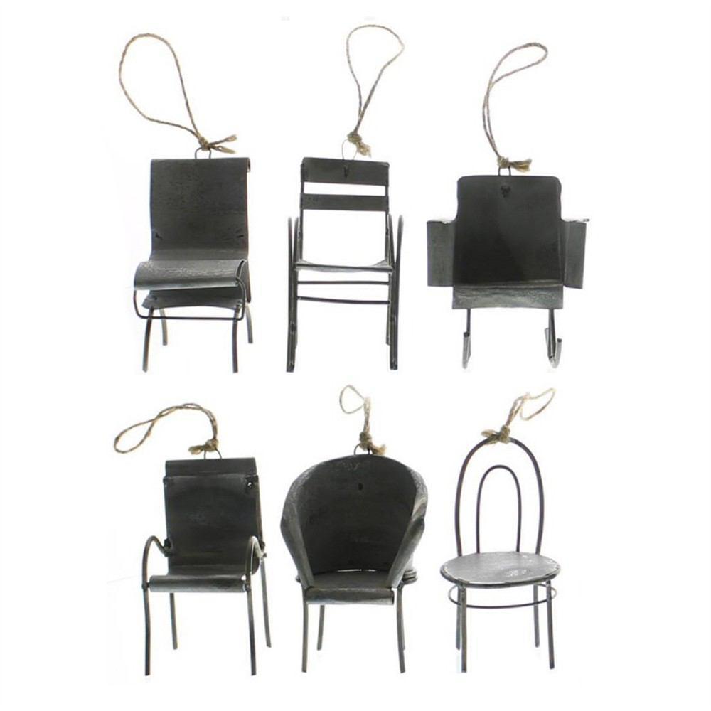 HomArt Zinc Chair Ornament - Set of 6 Assorted - Zinc