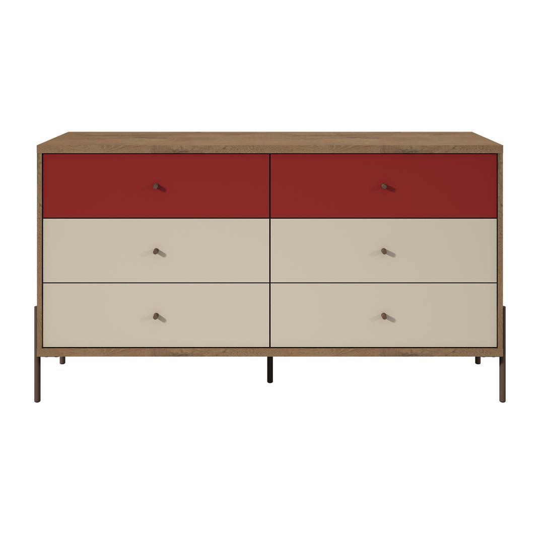 Manhattan Comfort Joy 59" Wide Double Dresser with 6 Full Extension Drawers