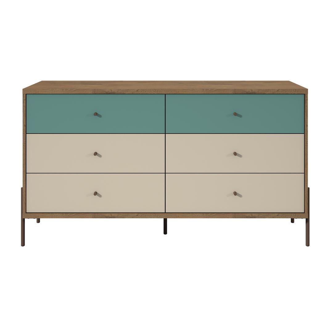 Manhattan Comfort Joy 59" Wide Double Dresser with 6 Full Extension Drawers