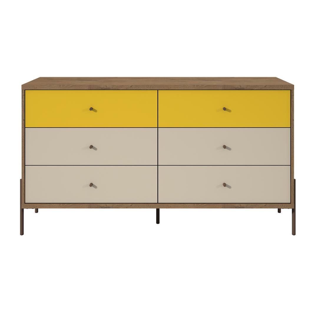 Manhattan Comfort Joy 59" Wide Double Dresser with 6 Full Extension Drawers